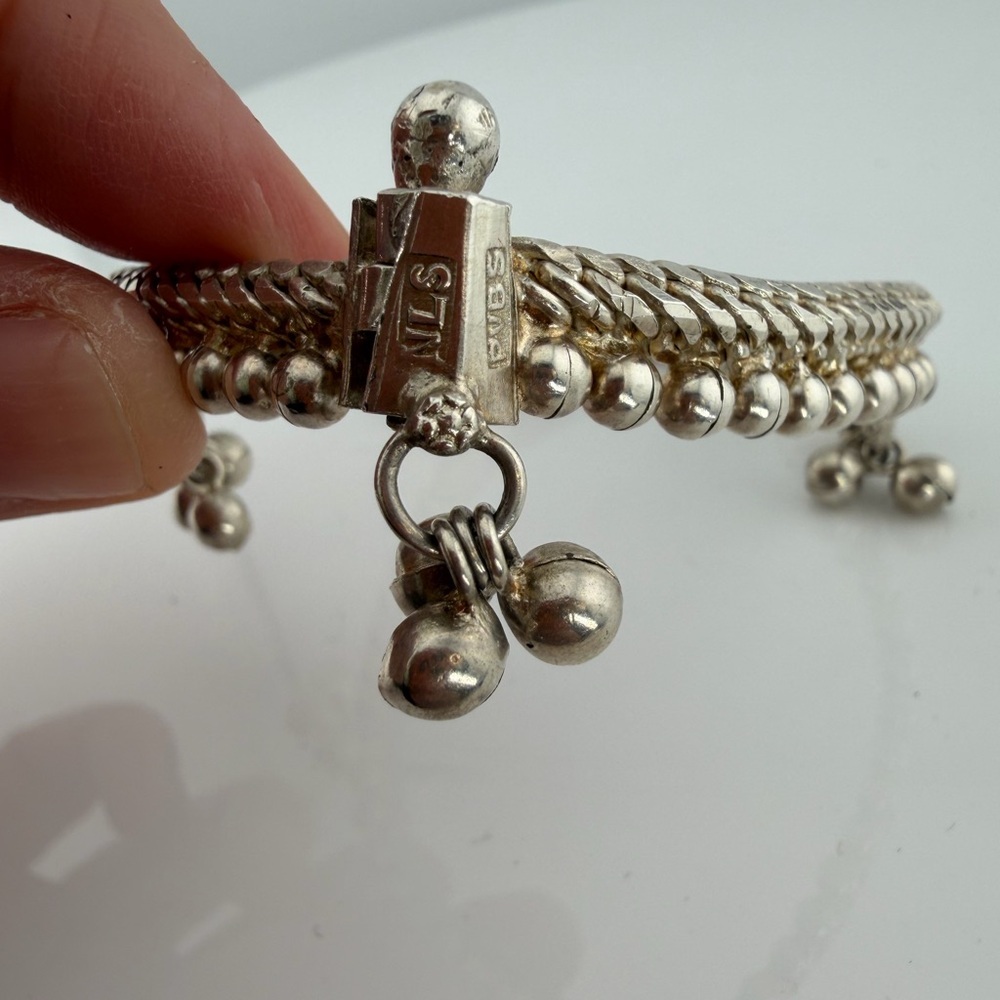 Vintage Sterling Silver jingle  Anklet anklets 30g / Payal Rajasthan Style - Picture 6 of 15